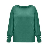 Duks za djevojke Modni luk ovratnik čvrsti gumb rukav pleteni casual toplo gornji džemper pulover