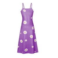 Maxi haljine za žene V-izrez cvjetni ispisani labavi bez rukava Elegantna maxi haljina za žene