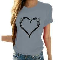 Zodggu Womens Grafičke bluze za bluze za trendi ponude Slatka ljubav Print Košulje Vježba Crew Crt Tes