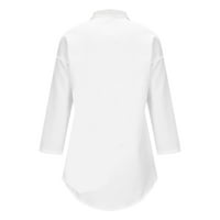 Ženske vrhove Jesen ženski modni casual dugačak dugačak duglu LEAPEL džep za ispis TOP bluza plus veličine