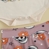 WYBZD novorođenčad za dječje djevojke Ljeto Halloween Outfits Pismo Ispis kratkih rukava + kratke hlače
