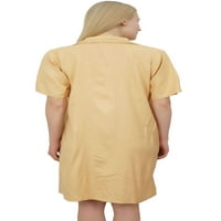 Bimba ženska noćna odjeća Bež košulja kratkih rukava haljina s džepovima za spavanje na džepu-4