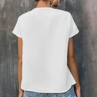 Deendf Ljetne košulje za žene Casual Split V izrez Tunic Top Vintage Ispis Kratki rukav T-majice Trendy