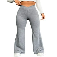 Abtel Ladies Yoga Hlače High Squiste pantalone Udobne gamaše Žene Plain Ravnotes Dno siva XL