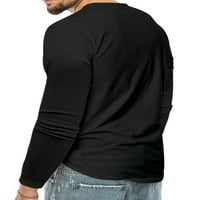 Groanlook muns vrhovi dugih rukava T majice Henley vrat Modna majica Solid Boja Muška majica Slim Fit