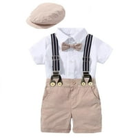 Traexpress gospodin Toddler Boy Ramper Odjeća odijelo Newborn Solid Pamuk kombinezon za luk set kapa za dječje dječake 1. rođendan vjenčanica