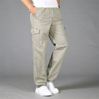Muške teretne hlače Loose pamučne plus veličine džep čvrste elastične hlače u struku Ukupne hlače