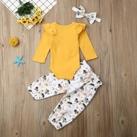 Sunalerija novorođenčad Dječja djevojka Srce Cvjetna odjeća Flutter rukava s rukavima + Long Hlače +