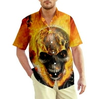 Muški kratki rukav Muški casual gumb dolje majice s majicama lobanja glava tiskane majice, veličine100-8xl