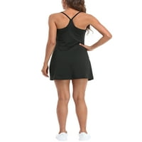 Ženska haljina za vježbanje ugrađena u šorcsu bez rukava sportska sportska haljina crna l
