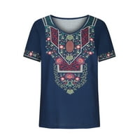 Gaecuw Country Zapadne majice za žene Bluze s kratkim rukavima Torbe Redovni fit pulover TEES T-majice