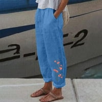 Knqrhpse široke pantalone za žene obrezirane hlače za žene uredske hlače sa džepovima širine noge mekani