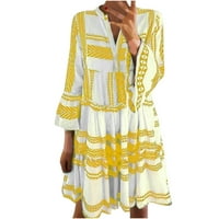 Ženska Vrući rufffle dress haljine od ruffle haljine tuničke mini haljine Ljetne dnevne haljine žute