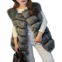 Plus veličina Žene Fluffy Fau Fur Vest Gilet ApseCoat Zimski kaput Dame Ležerne prilike bez rukava Cardigan