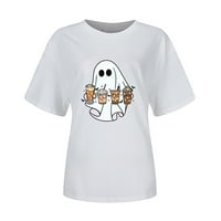 Zunfeo Halloween majice za žene - izlaske vrhovi Halloween tiskani smiješni ležerni na vrhu kratkih