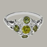 Britanci napravio je 10k bijeli zlatni prsten sa prirodnim PERIDOT i dijamantnim ženskim prstenom -