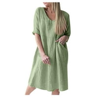 Ženske haljine midi haljina, ležerna haljina na kratkim rukavima s kratkim rukavima zelena XL