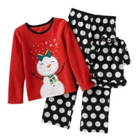 Gršci za skakanje Girls Plish Red Polka Dot Snowman Pajamas & Doll Nightcown Set 4