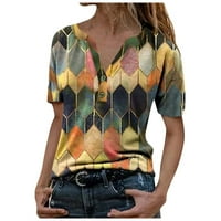 Ispiši vrhove za žene kratki rukav plus veličine T majice V izrez Ležerne košulje za vježbanje Vintage