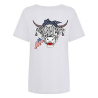 Yubatuo Dan nezavisnosti Ženska ljetna lablica-duljina kraljevska majica majica Ležerne tiskane vrhove