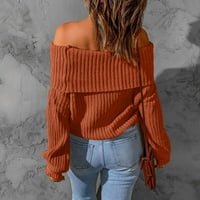 Ženska jesen i zima labav ležerna modna boja čvrsta boja s džemper za rame Tamna pulover Duks žene