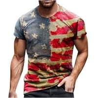 Snoarin 4. srpnja Košulje Plus veličine Muške kratke hlače rukave okrugli vrat 3D digitalna zastava