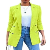 Dame Business Jaknes Solid Boja Blazer dugih rukava Kardigan jakna Loose Blazers Office Yellow 2XL