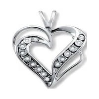 Prava dijamantska vrpca dizajn srčana privjesak rodium sterling srebrna - nontanski
