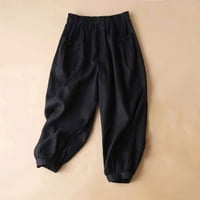 SHOMPORT široke pantalone za noge za žene Ljetni jeseni salon udobne hlače Labavi elastični struk pamučne