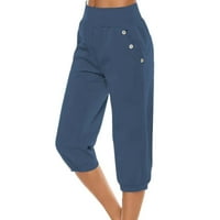 Ženske teretne hlače Casual Capri ljeto vuče elastične visene posteljine s visokim strukom