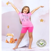 Velike djevojke četverodijelni pidžamski set, ženski 2t-10, mornarsko-ružičasta, veličina: 6, prestigez