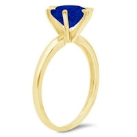2.5ct okrugli rez simulirani plavi safir 18k žuti zlatni godišnjički zaručnički prsten veličine 5,75