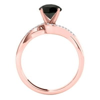 Aonejewelry 1. Carat Black & White Diamond Solitaire Style prsten za uključivanje u 14K ružino zlato