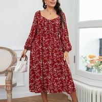 Ženska plus veličina Dugi maxi haljina na vratu dugih rukava Ležerne prilike cvjetne haljine za printu