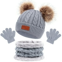 Dječje zimske šal rukavice djevojke postavljene pletene šešir hat dječji šešir set bebe šešir topla