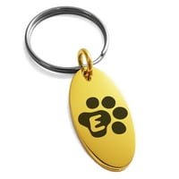 Slovo od nehrđajućeg čelika E Početne mačke šape za pse Monogram ugravirani mali ovalni šarm Privjesak za ključeve