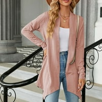 Dugi kaputi za žene Dressingy ženski i zimski džemper kaput kardigan dugi rukav džepni bluza odjeća labava vrhova ružičasta