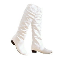 Ženske koljena High Boots istaknuta modna čistoća dame zimske elegantne čizme crne smeđe cijevi ravne