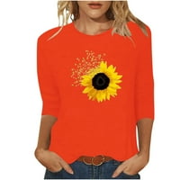 Bluze za žensku rukav Crew vrat Modna majica Sunflower grafički pulover vrhovi labavi fit tees vrhovi