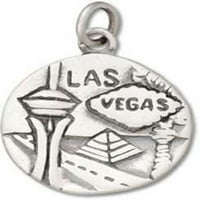 Sterling Silver 16 BO Chain Okrugli dvostrani las Vegas Silver City Privjesak ogrlica