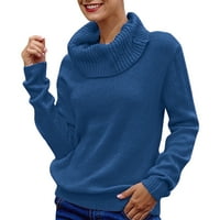 Žene Čvrsti dugi rukav Turtleneck pleteni džemper Jumper Pulover Top Bluza