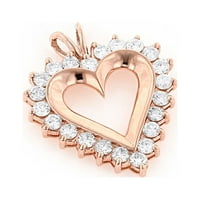 Dame 14k okrugli prirodni 2. CTW Diamond sjajno ogrlica od srca