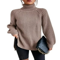 Abtel Dame džemper Chunky Knit Jumper vrhovi pletena pletene džempere Žene ugodno radno pulover kaki