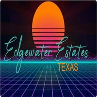 Edgewater Estates Texas Vinil Decal Stiker Retro Neon Dizajn