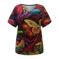 Modni vrhovi za žene Žene Moda Ležerne prilike Print V-izrez Labavi majica kratkih rukava Top bluza