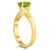 Ženski pasijans oval 7x peridot drago kamenje prsten u 10k žuto zlato