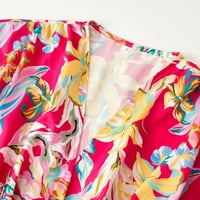 Hvyesh Ljetne haljine za žene, Trendy Wrap V izrez s dugim rukavima Sundress Retro cvjetna tunika Mini