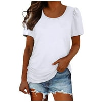 Ženske majice Ljetni vrhovi za žene Čvrsta boja CrewNeck majica kratkih rukava Tee The White XL
