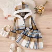 Djeca dječje djevojke jesen zimski kaput suknja topla janjetina vunena kapuljača s kapuljačom s jednim