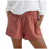 Kratke hlače za žene čvrste elastične boje casual vučne struke Comfy džepne hlače Jean Hlače Žene noge